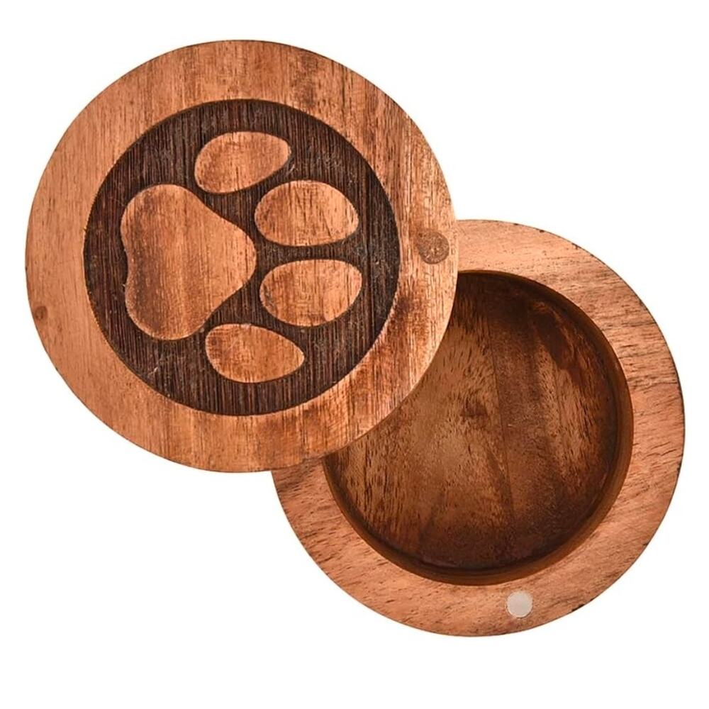 New Decorative Urn Acacia Wooden Pet Memorial Box (3.5" x 3.5" x 2.5")